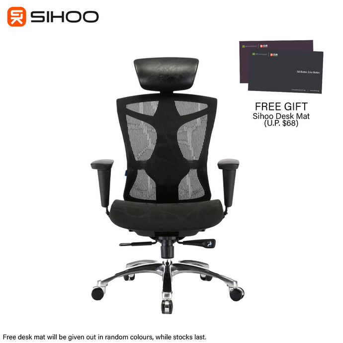 *FREE DESK MAT* Sihoo V1 Ergonomic Office Chair Black Colour Without Legrest
