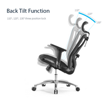 Load image into Gallery viewer, Sihoo M57B Black Frame Black Mesh Ergonomic Office Chair with Legrest (3 Years Limited Warranty)