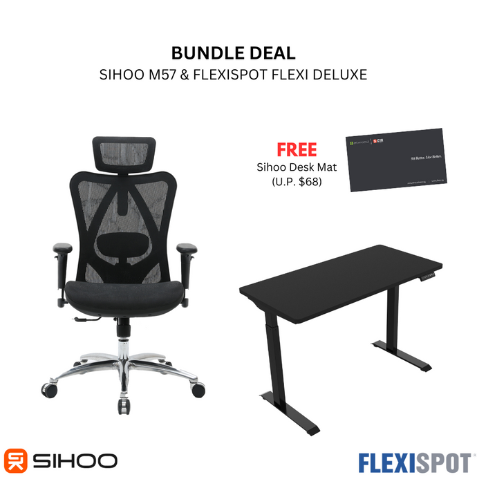 Sihoo M57 Ergonomic Office Chair + Flexi Deluxe Ergonomic Adjustable Standing Desk