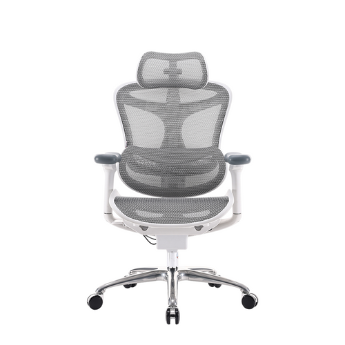 Gray office chair with headrest on a white background, featuring the SIHOO brand.