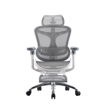 Load image into Gallery viewer, Gray mesh office chair with headrest on a white background, featuring the SIHOO brand.
