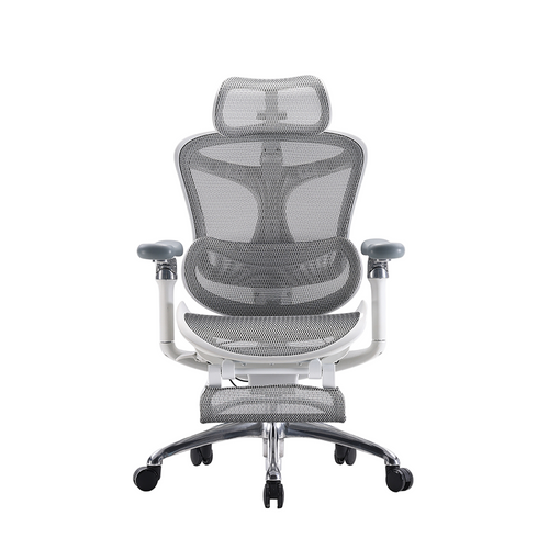 Gray mesh office chair with headrest on a white background, featuring the SIHOO brand.