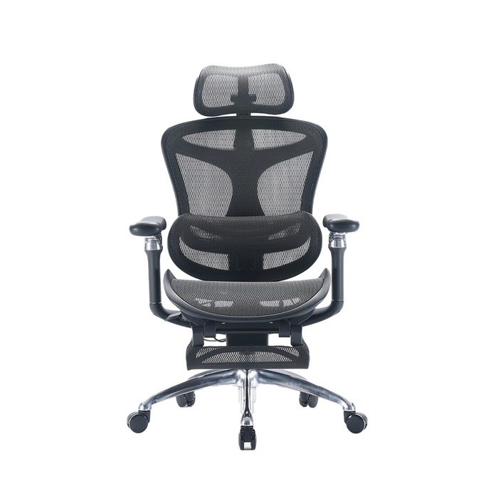 Black office chair with mesh design on a white background, featuring the Sihoo brand.