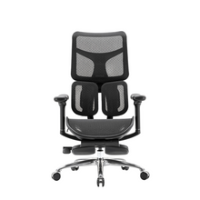 Load image into Gallery viewer, Black office chair with mesh backrest on a white background, featuring the SIHOO brand.
