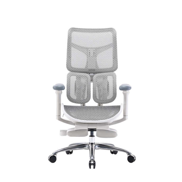 Gray office chair with mesh design on a white background, featuring the SIHOO brand.