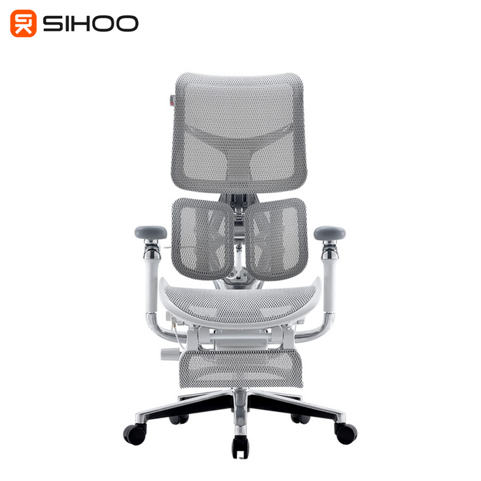 Sihoo S300 Light Grey Mesh White Frame Full Mesh Ergonomic Chair (5 Years Limited Warranty)