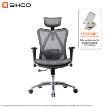 Load image into Gallery viewer, [Pre-Order] *FREE MOBILE STAND* Sihoo M57 Black Frame Dark Grey Mesh Ergonomic Office Chair (3 Years Limited Warranty) [Deliver from Early November]
