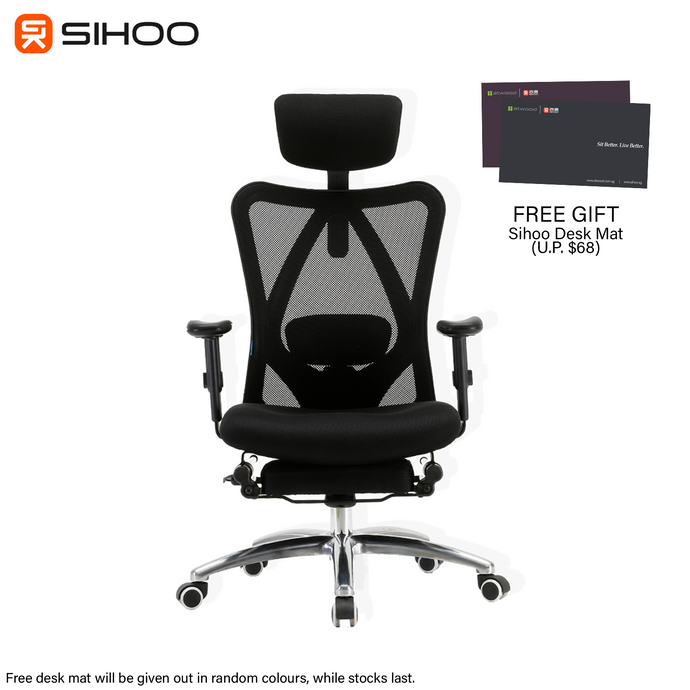 *FREE DESK MAT* Sihoo M18 Ergonomic Fabric Office Chair with Legrest