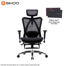 Load and play video in Gallery viewer, *FREE DESK MAT* Sihoo M57B Black Frame Black Mesh Ergonomic Office Chair with Legrest
