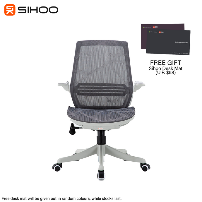 *FREE DESK MAT* Sihoo M59B Ergonomic Office Chair Grey Mesh